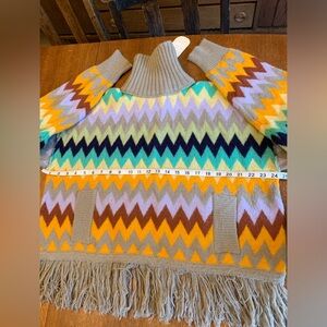 Vibrant fringe sweater sz S